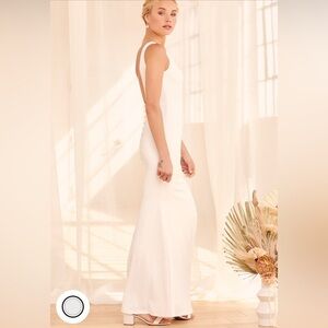 White Button Back Mermaid Maxi Dress main image 1